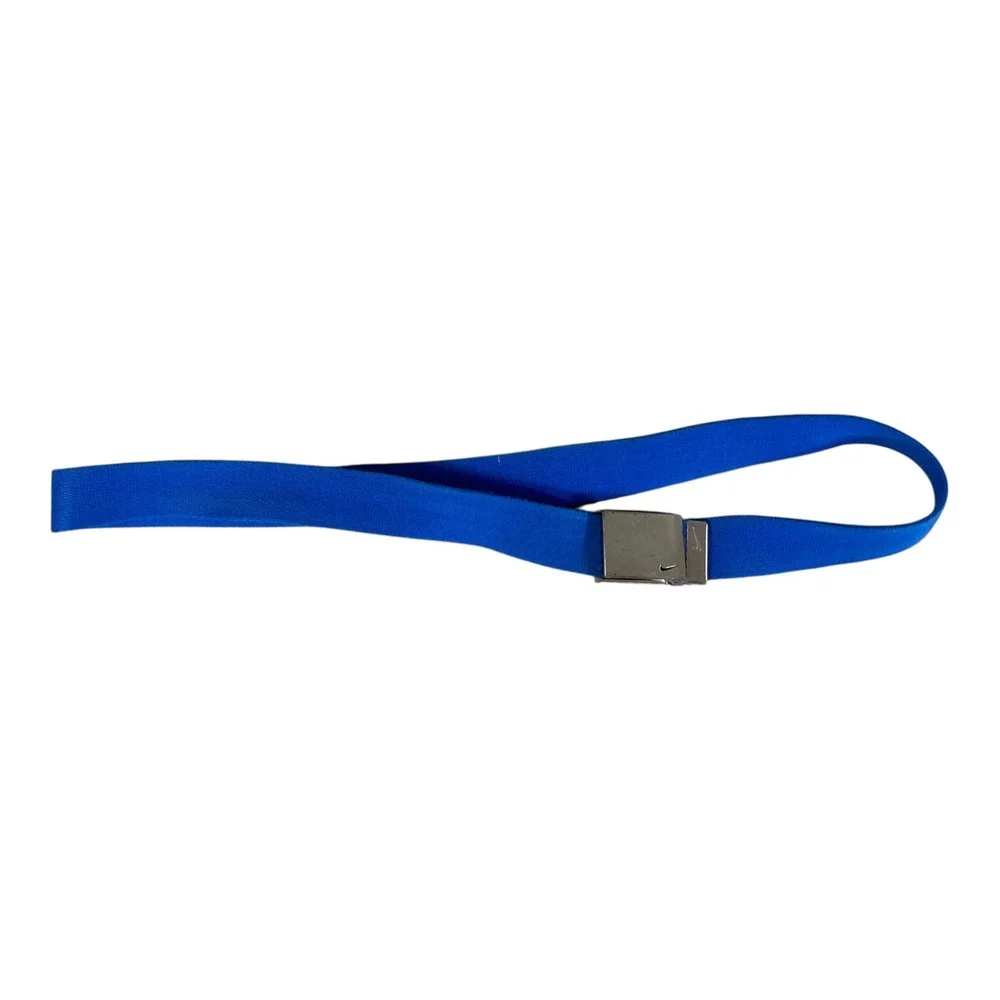 Nike Web Belt Blue Canvas Adjustable Silver Buckle Mens Casual Golf